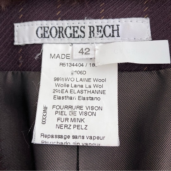 VTG George Rech Paris brown wool pinstripe blazer w/mink lapel. - Picture 10 of 10